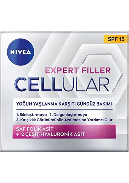 Nıvea Cellular Expert Filler Yoğun Gündüz Bakım Yüz Kremi 50 Ml, Hyaluronik Asit V