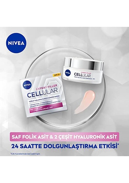 Nıvea Cellular Expert Filler Yoğun Gündüz Bakım Yüz Kremi 50 Ml, Hyaluronik Asit V