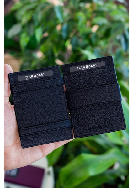 Magic Hakiki Deri Rfıd Engelleyici Unisex Sihirbaz Mürdüm Kartlık Cüzdan
