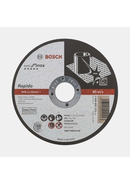 Kesme Taşı 125X1 mm Inox Düz Best
