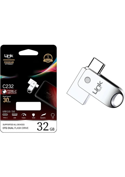 C232 Premium 32GB Type-C Otg Dual 30MB/S USB Bellek