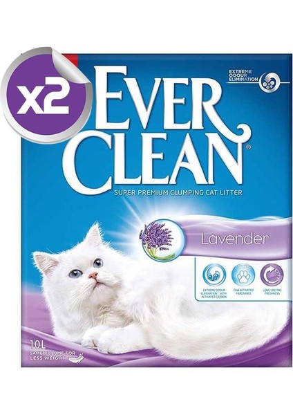 Lavender / Lavanta Kokulu Topaklaşan Kedi Kumu 10 Lt x 2 Adet