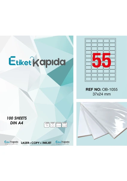 Etiket Kapıda A4 Yapışkanlı Hazır Laser Etiket 37 x 24 mm 100 Sayfa 5500 Etiket