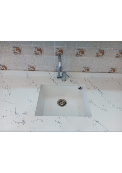 Granit Eviye-Beyaz Renk - 54X44 Tek Gözlü Mutfak Eviyesi