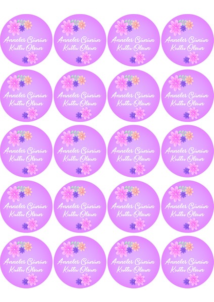 Anneler Günün Kutlu Olsun Opak Sticker Çiçekli Model 20 Adet fiyatları