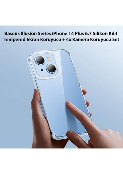 iPhone 14 Plus 6.7inch Silikon Kılıf,ekran Koruyucu ve 4 Adet Kamera Koruyucu,tam Koruma Seti