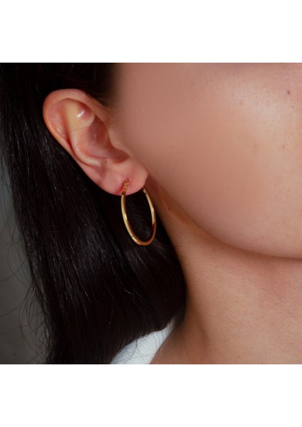 İnce Orta Boy Halka Küpe