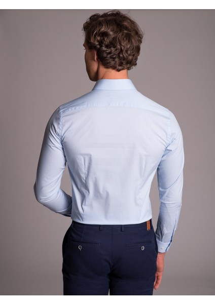 Açık Mavi Erkek Ekstra Slim Fit Poplin Gömlek-DU1999011017A fiyatları