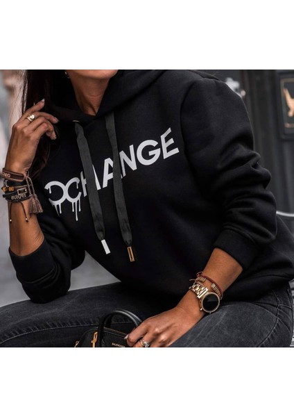 Chance Baskılı 3 Iplik Kumaş Kapşonlu Sweat