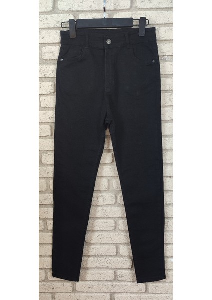 Likralı Yüksek Bel Jean Pantolon (Siyah) modelleri