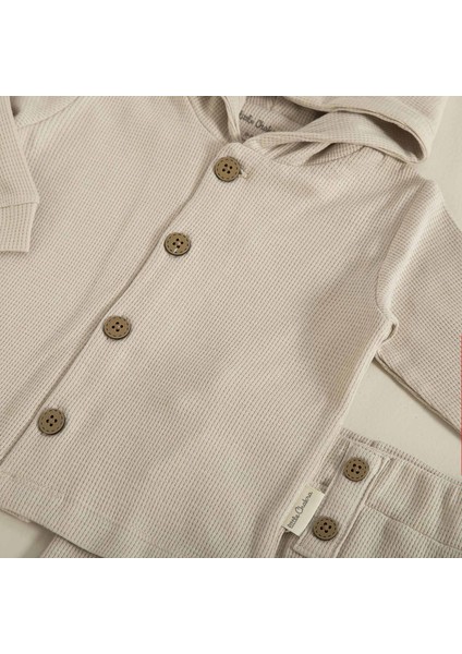 Organic Kapuşonlu Waffle Eşofman Takımı Taş modelleri