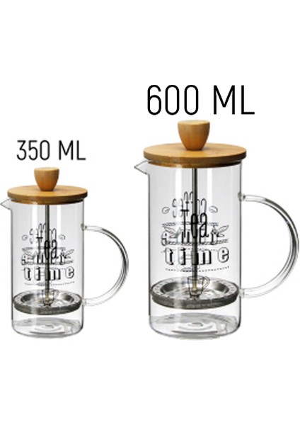 French Press Kahve Bitki Demliği 2'li Bambulu 600 x 350 ml.