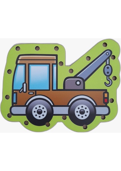 Voleecraft Ahşap Eğitici Eğlenceli Renkli Baskılı Iş Makineleri Ip Geçirme Oyunu, Montessori Oyuncak