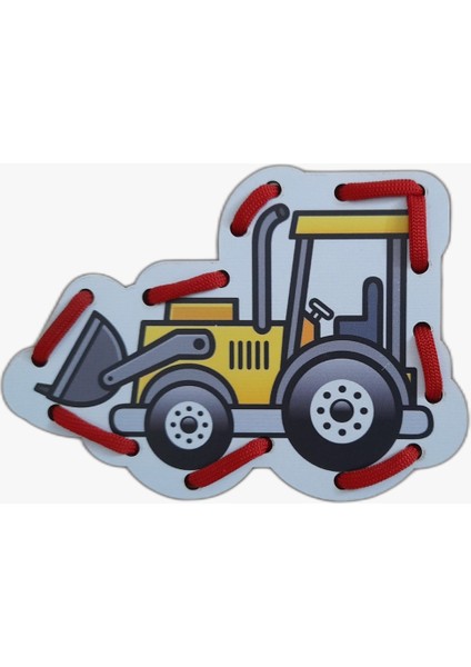 Voleecraft Ahşap Eğitici Eğlenceli Renkli Baskılı Iş Makineleri Ip Geçirme Oyunu, Montessori Oyuncak modelleri