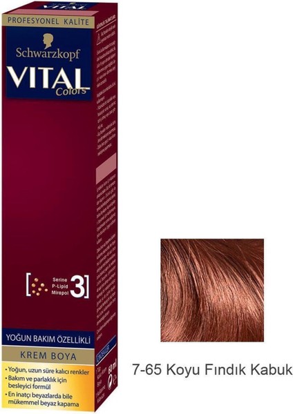 Vital Colors Saç Boyası 60ml 7.65 Koyu Fındık Kabuğu