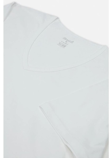 2'li Beyaz V Yaka Pamuk Erkek Tshirt fiyatları