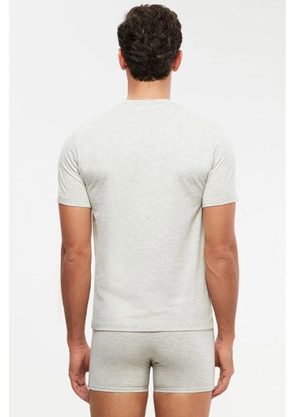 2'li Gri Bisiklet Yaka Basic Erkek Tshirt