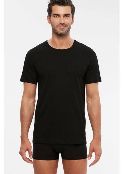 2'li Siyah Bisiklet Yaka Erkek Tshirt