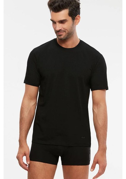 2'li Siyah Bisiklet Yaka Basic Erkek Tshirt