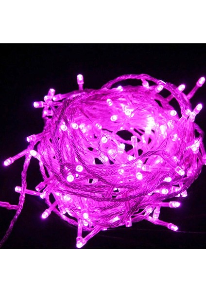 Pembe Yılbaşı Ağacı Işığı 10 Metre Pembe LED Işık 100 LED Lambalı Fişli Noel Işığı Yılbaşı Işığı