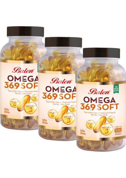 Omega 3-6-9 1380 mg 100 Kapsül x 3 Adet