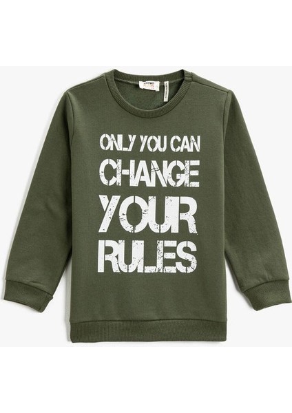 Sweatshirt Uzun Kollu Baskılı Bisiklet Yaka