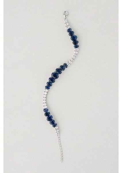 18 Ayar Beyaz Altın Kaplama 20 cm Gümüş Bileklik