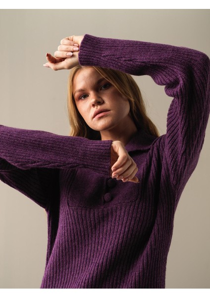 Kadın Mor Regular Fit Triko Mini Elbise fiyatları