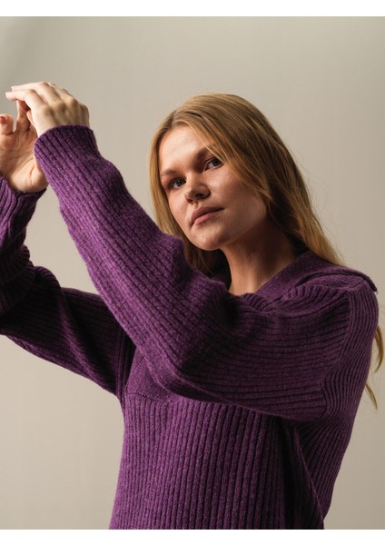 Kadın Mor Regular Fit Triko Mini Elbise modelleri