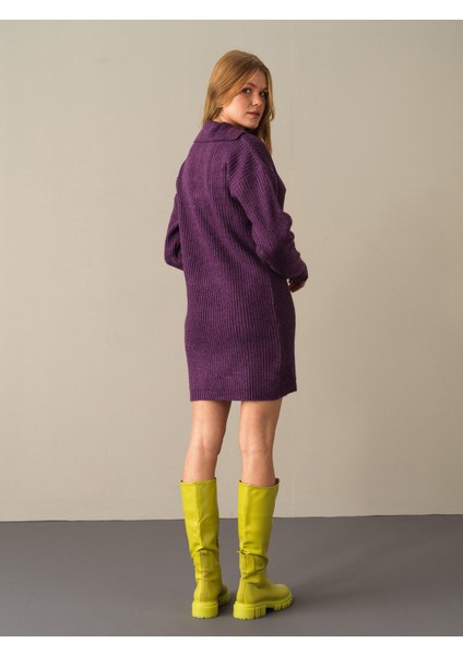 Kadın Mor Regular Fit Triko Mini Elbise indirimleri