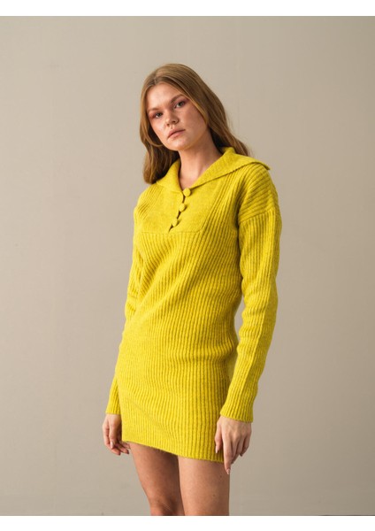 Kadın Sarı Regular Fit Triko Mini Elbise fiyatları