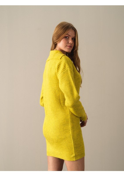 Kadın Sarı Regular Fit Triko Mini Elbise fırsatları