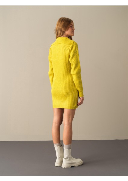 Kadın Sarı Regular Fit Triko Mini Elbise indirimleri