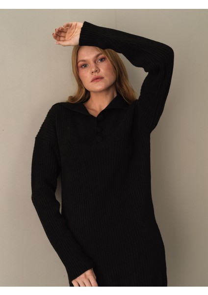 Kadın Siyah Regular Fit Triko Mini Elbise modelleri