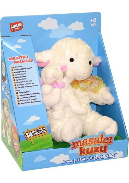 Türkçe Masal Anlatan Yavrulu Kuzu Peluş Sarı