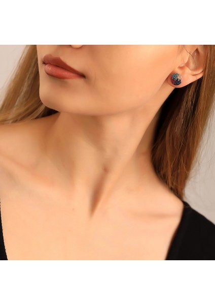 925 Ayar Gümüş Mix Taşlı Elips Küpe fırsatları