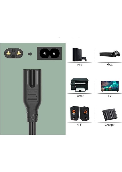 Teyp Fişi - Notebook Adaptör Power Kablosu 2 Pin - 1.5 Metre