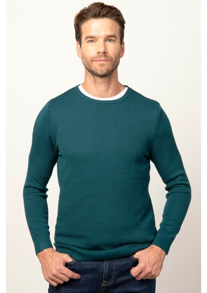 Slim Fit Bisiklet Yaka Erkek Kazak KZ14009-Y2 fiyatları