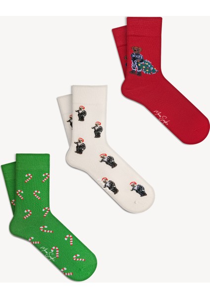 Mono Socks 3'lü Teddy Bear Yılbaşı Christmas Çorabı