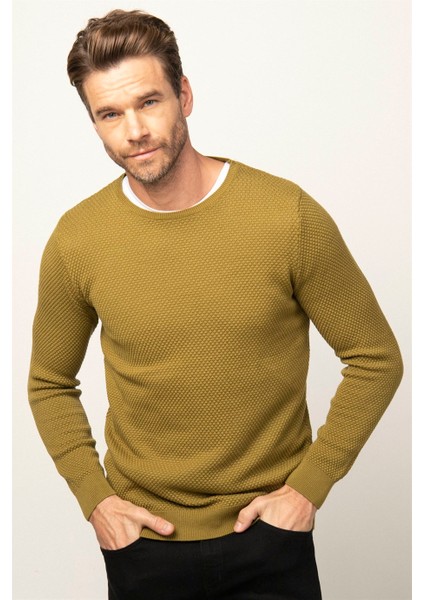 Slim Fit Bisiklet Yaka Erkek Kazak KZ14009-OG01