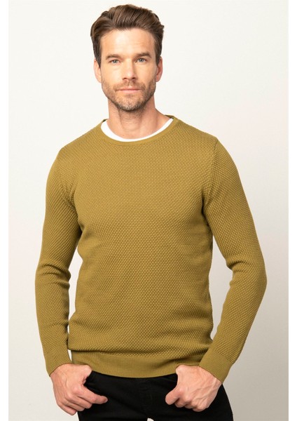 Slim Fit Bisiklet Yaka Erkek Kazak KZ14009-OG01 fiyatları