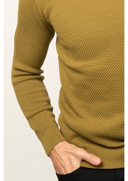 Slim Fit Bisiklet Yaka Erkek Kazak KZ14009-OG01 modelleri