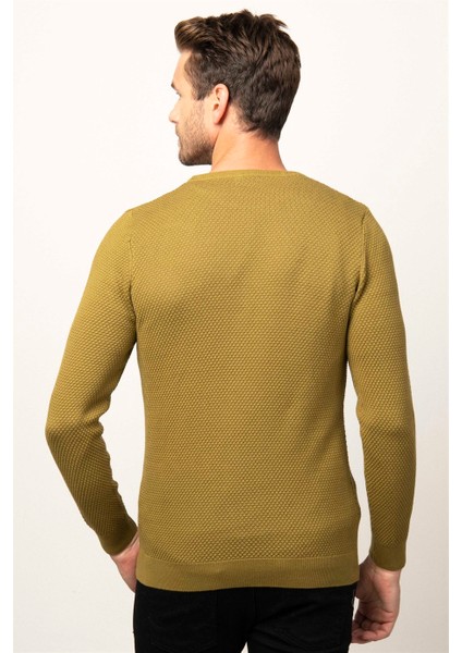 Slim Fit Bisiklet Yaka Erkek Kazak KZ14009-OG01 fırsatları