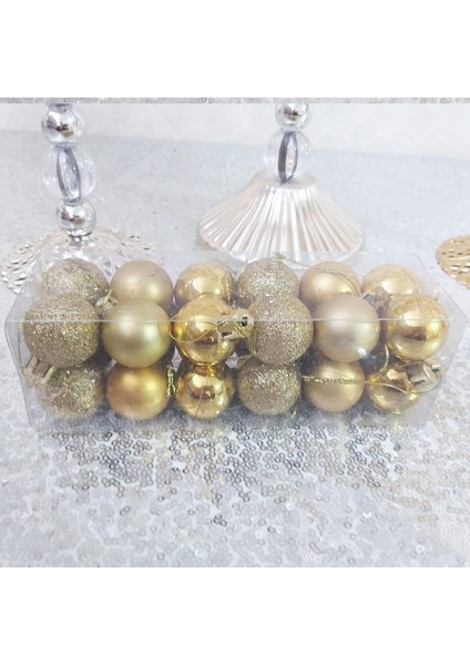 24 Li 3 cm Cici Toplar Yılbaşı Ağaç Süsü