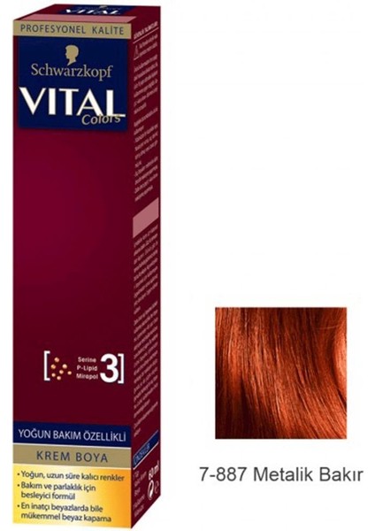 Vital Colors Saç Boyası 60ml 7.887 Metalik Bakır