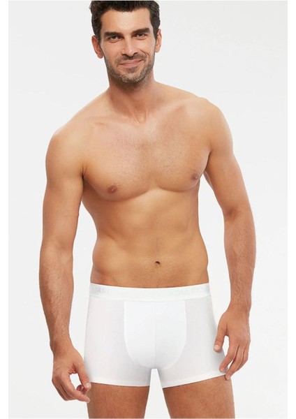 2'li Beyaz Pamuklu Erkek Boxer
