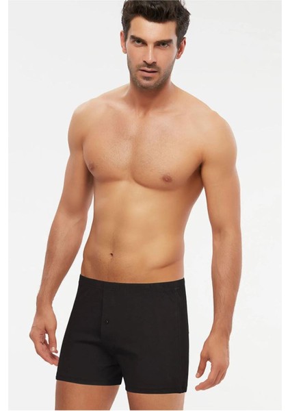 2'li Siyah Pamuklu Erkek Boxer