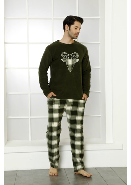 Kışlık Baba Oğul Polar Pijama Takımı -Geyikli Yılbaşı Aile Pijaması- Tek Adet fiyatları