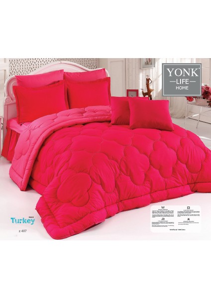 Çift Kişilik Ranfors Uyku Seti Kırmızı-Fuşya/pembe-8 Pc