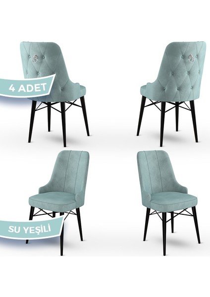 Concept Pare Serisi, 1.sınıf Babyface Ithal Kumaş, 4 Adet Sandalye, Siyah Gürgen Ayak, Gümüş Halkalı